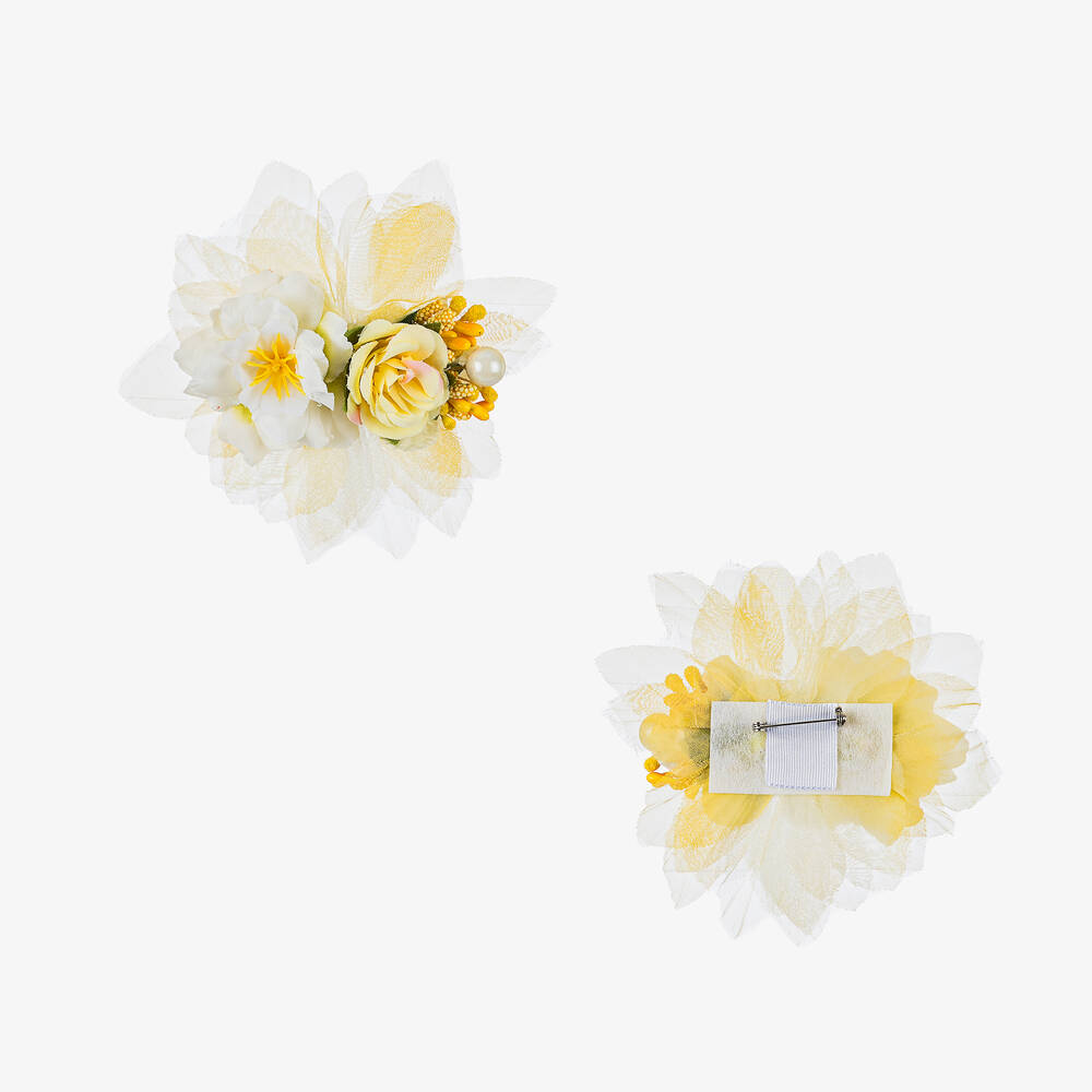 Graci-Baby Girls Yellow Embroidered Viscose Dress | Childrensalon Outlet