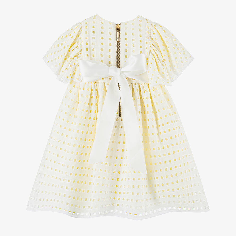 Graci-Baby Girls Yellow Embroidered Viscose Dress | Childrensalon Outlet