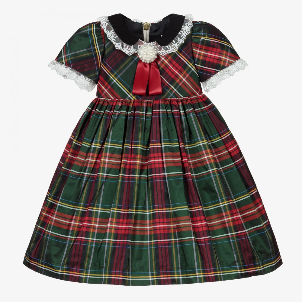 Graci - فستان تافتا لون أحمر وأخضر | Childrensalon