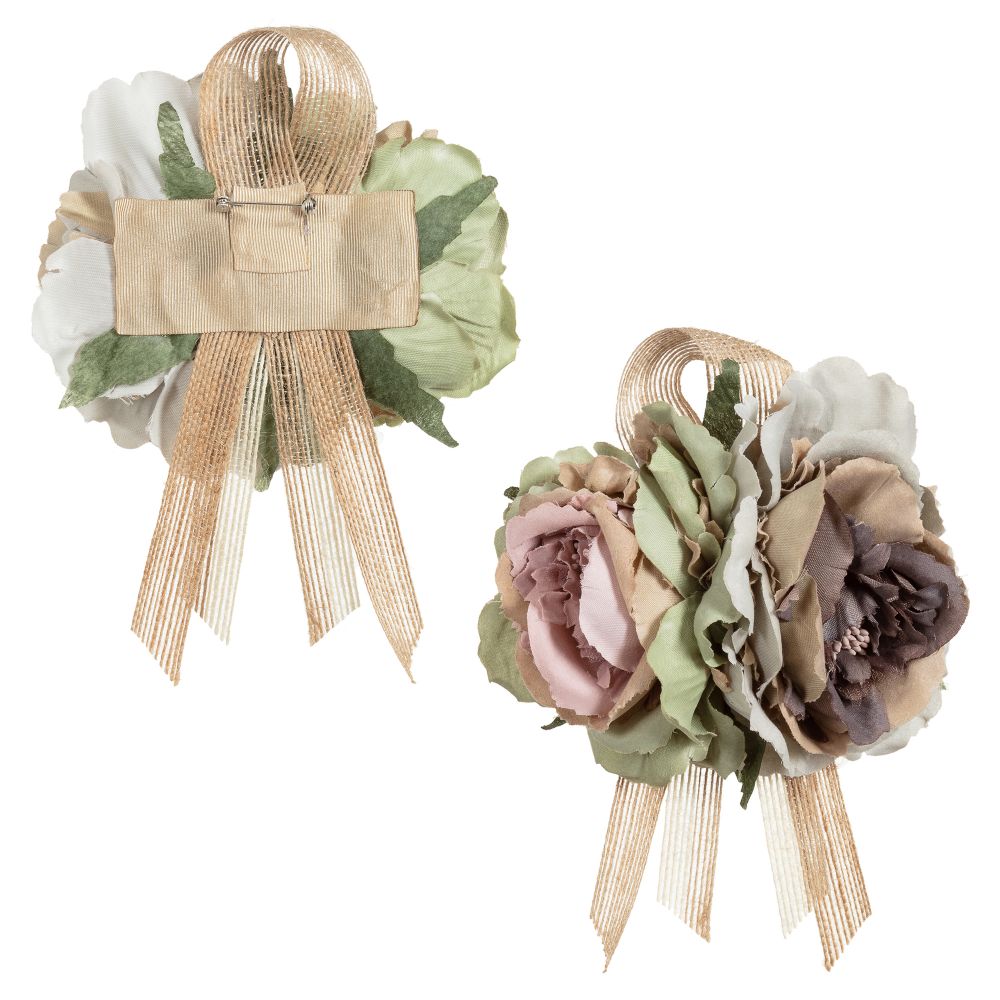 Graci-Beige & Gold Embroidered Dress | Childrensalon Outlet