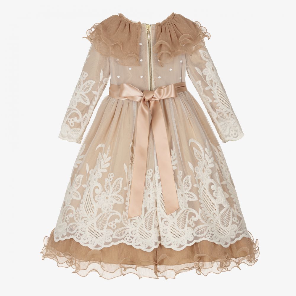 Graci-Кремово-бежевое платье из тюля | Childrensalon Outlet