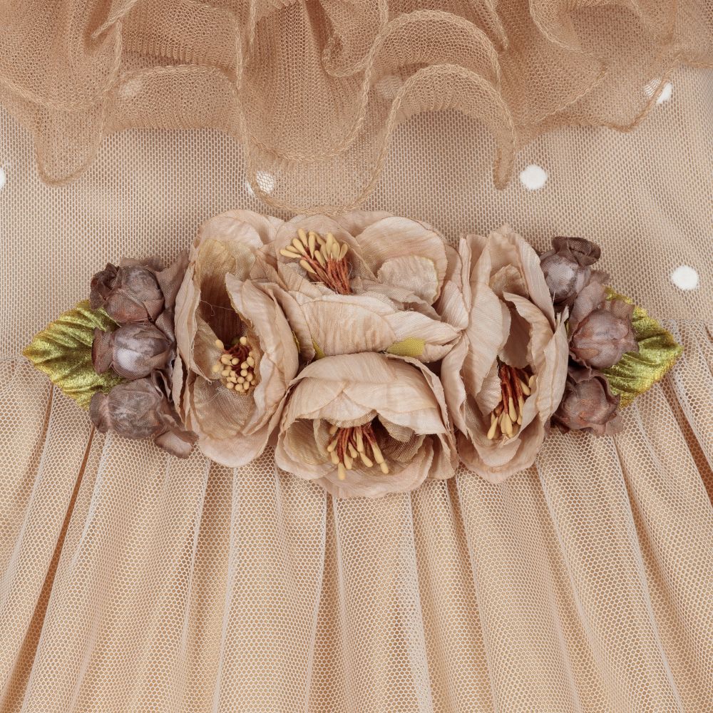 Graci-Кремово-бежевое платье из тюля | Childrensalon Outlet