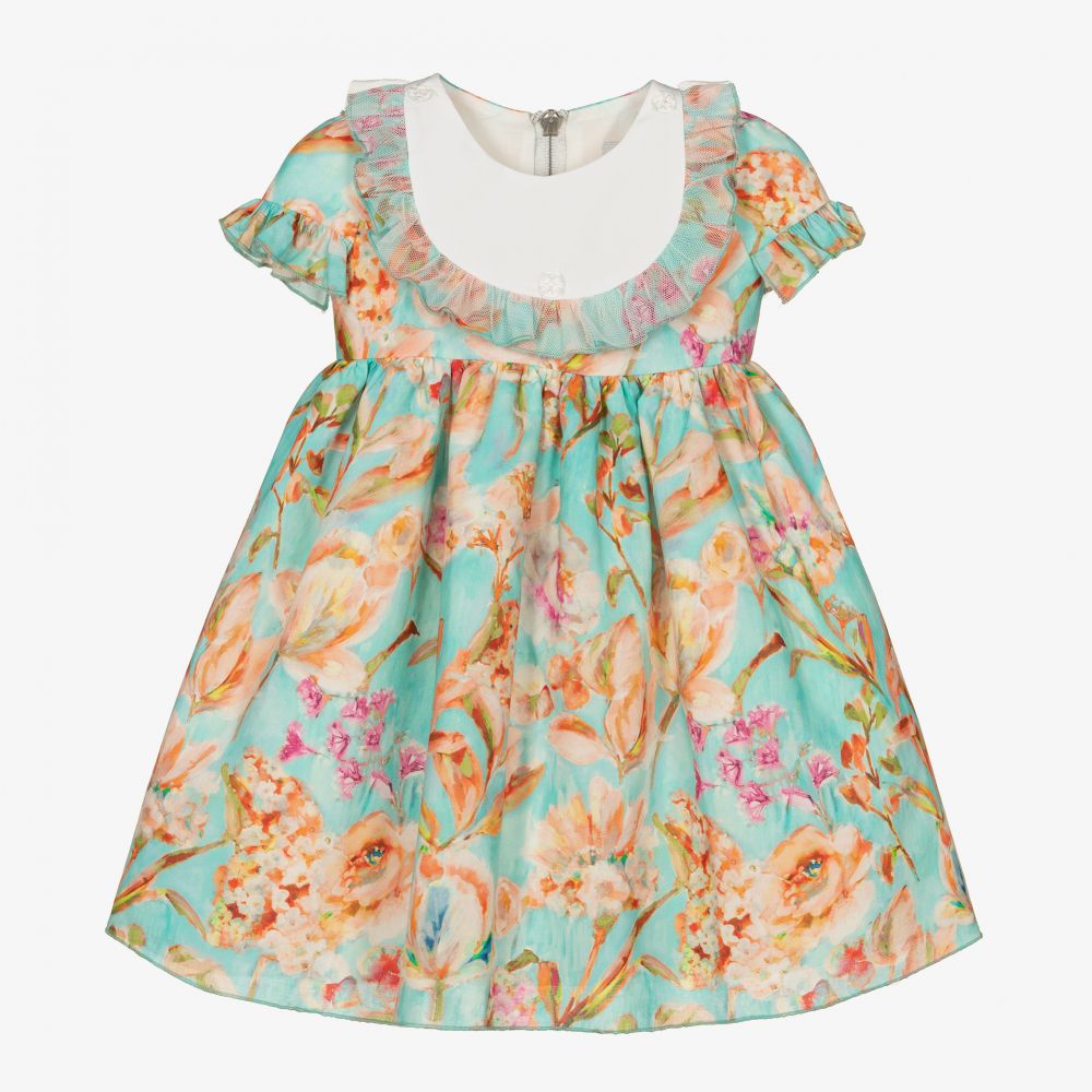 Graci-Голубое хлопковое платье в цветочек | Childrensalon Outlet