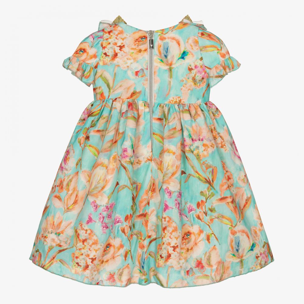 Graci-Голубое хлопковое платье в цветочек | Childrensalon Outlet