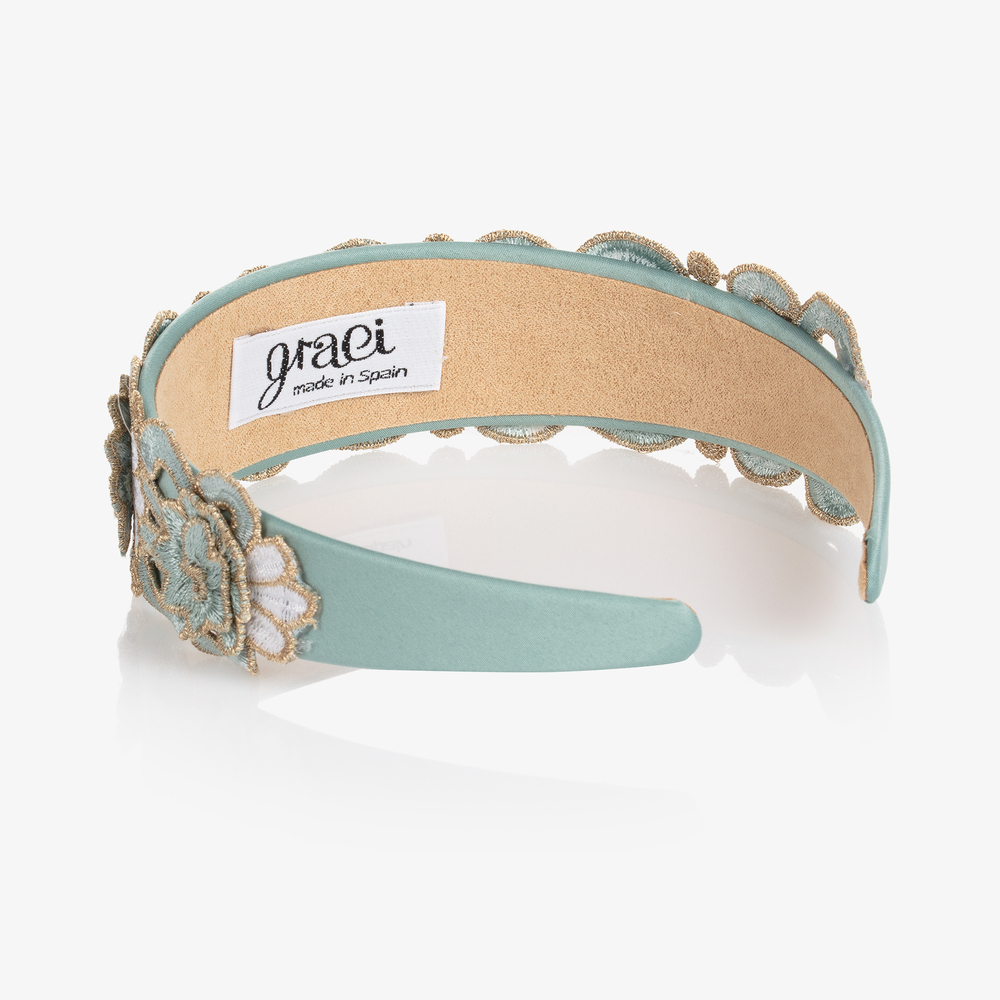 Graci-Кремово-голубой ободок с кружевом | Childrensalon Outlet