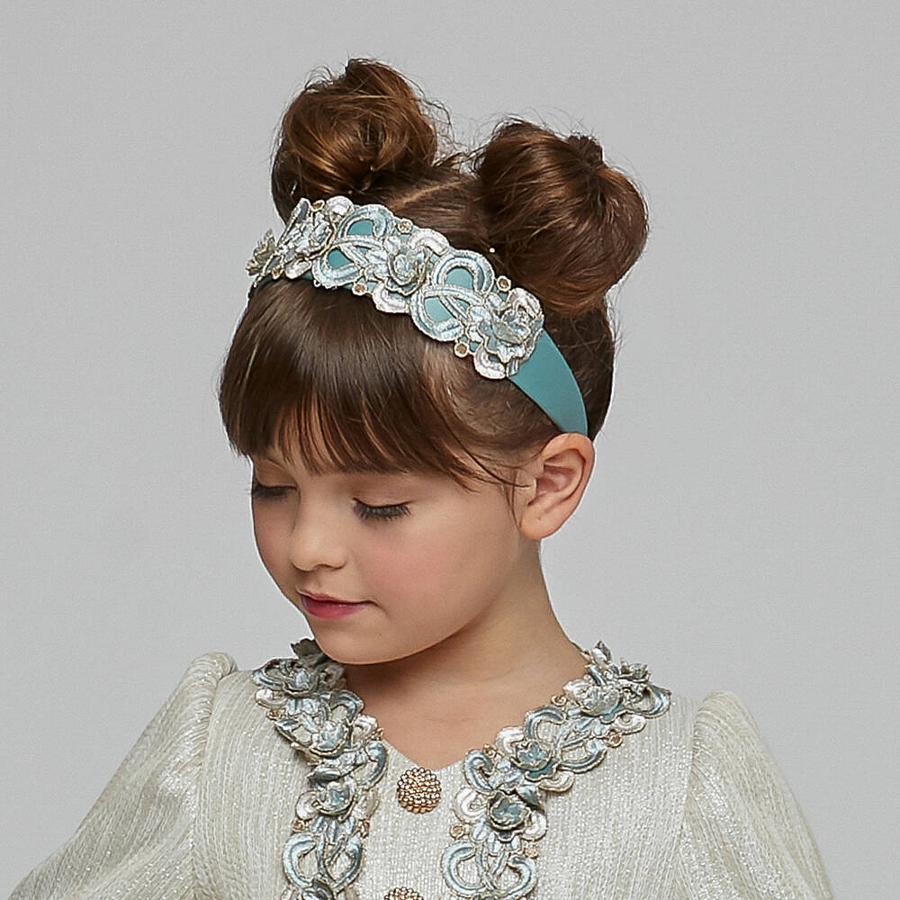 Graci-Кремово-голубой ободок с кружевом | Childrensalon Outlet