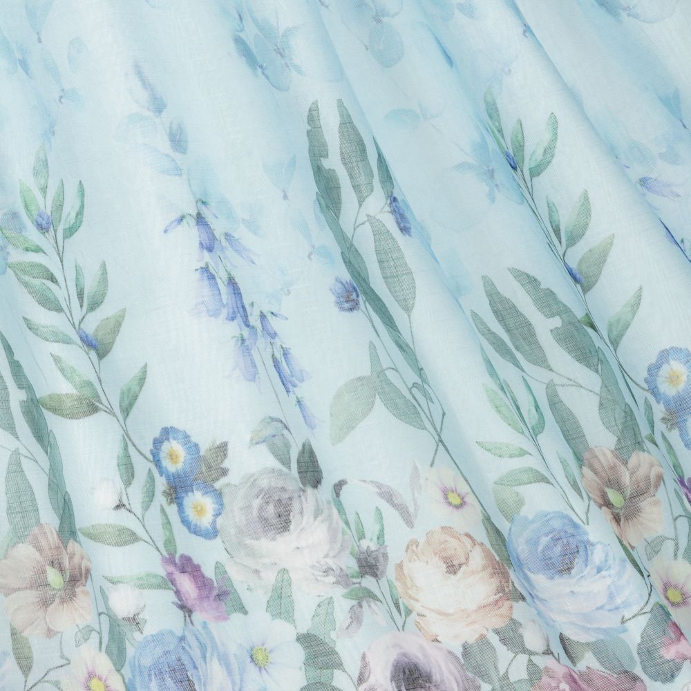 Graci-فستان قطن فوال لون أزرق بطبعة ورود | Childrensalon Outlet