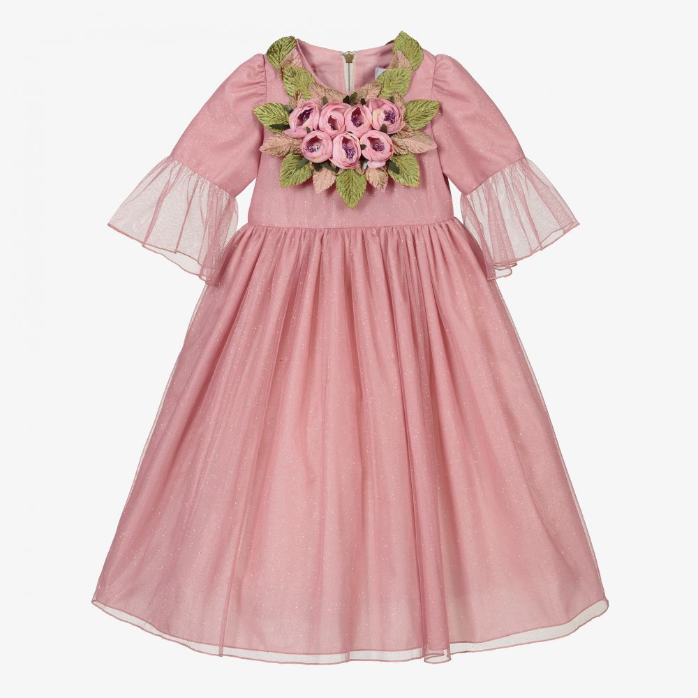Graci - Дымчато-розовое праздничное платье  | Childrensalon