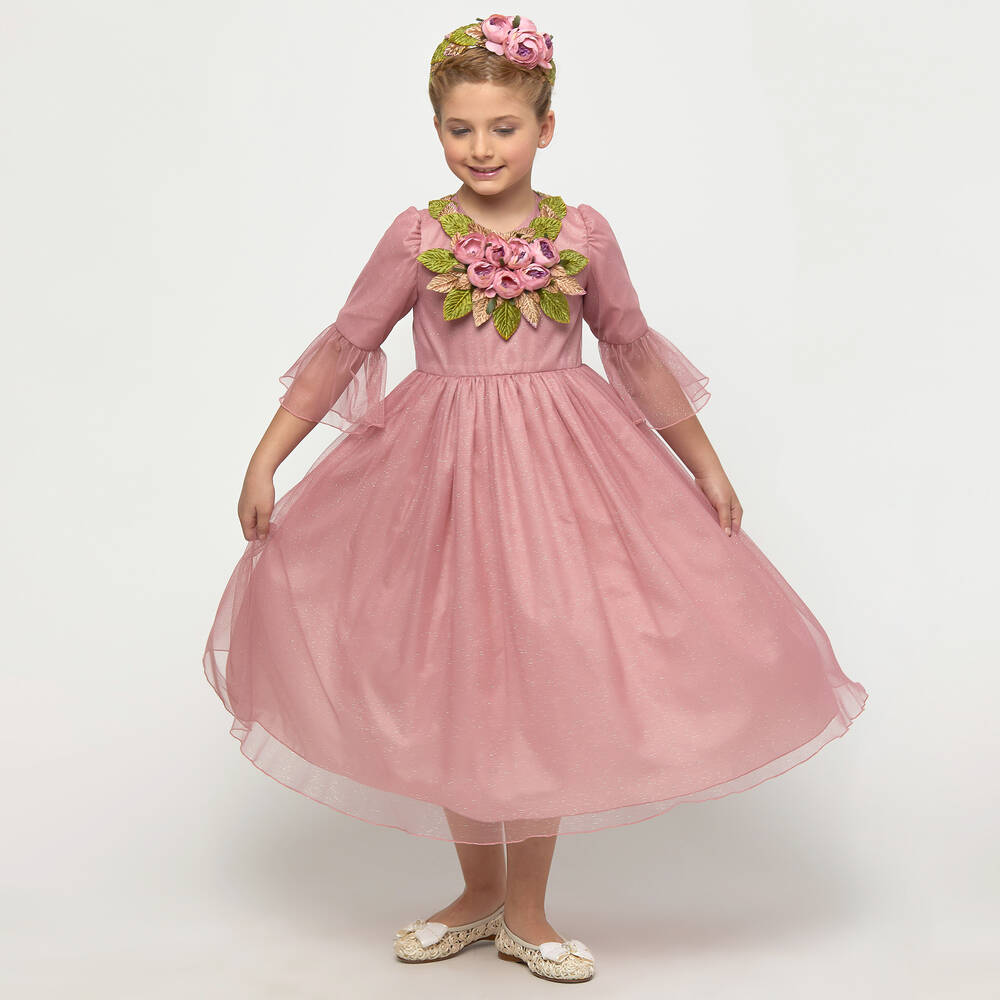 Graci-Dusty Pink Occasion Dress  | Childrensalon Outlet