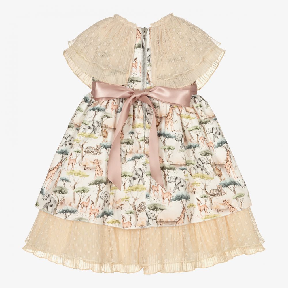 Graci-Бежевое платье с принтом Сафари для девочек | Childrensalon Outlet