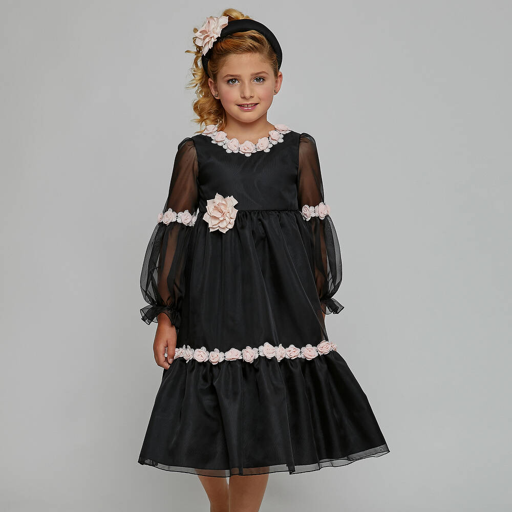 Graci-Черное шифоновое платье для девочек | Childrensalon Outlet