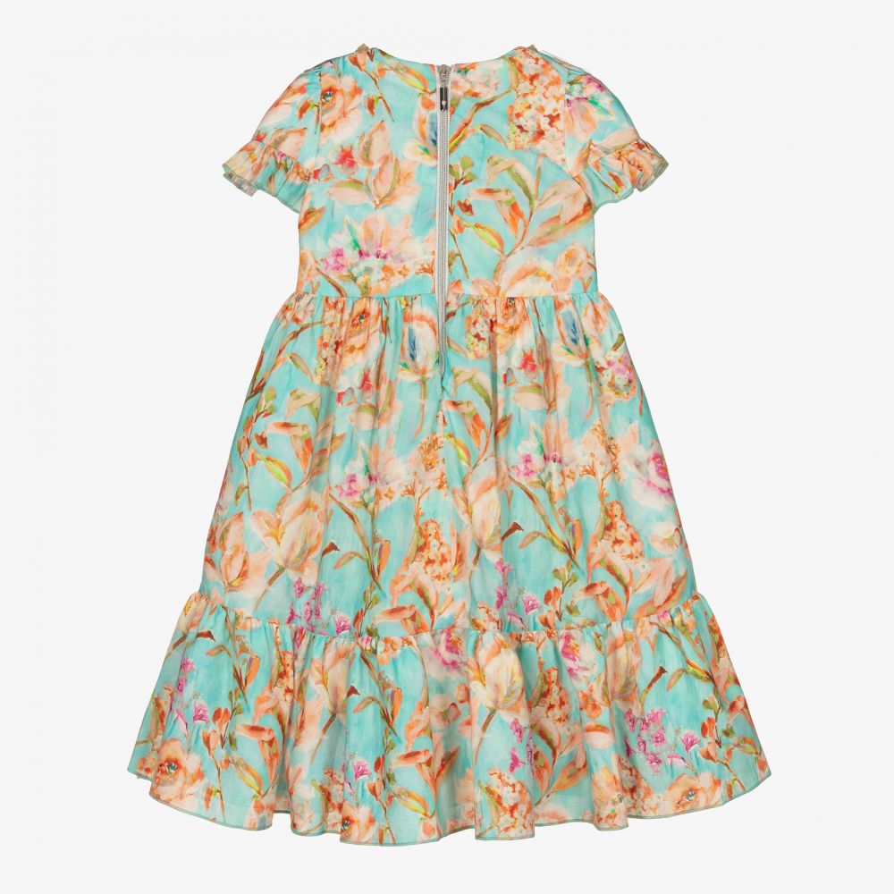 Graci-Голубое платье с цветами для девочек | Childrensalon Outlet