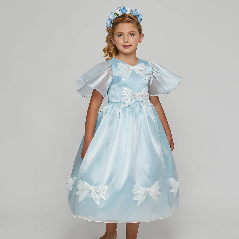 Graci-Голубое платье из органзы для девочек | Childrensalon Outlet