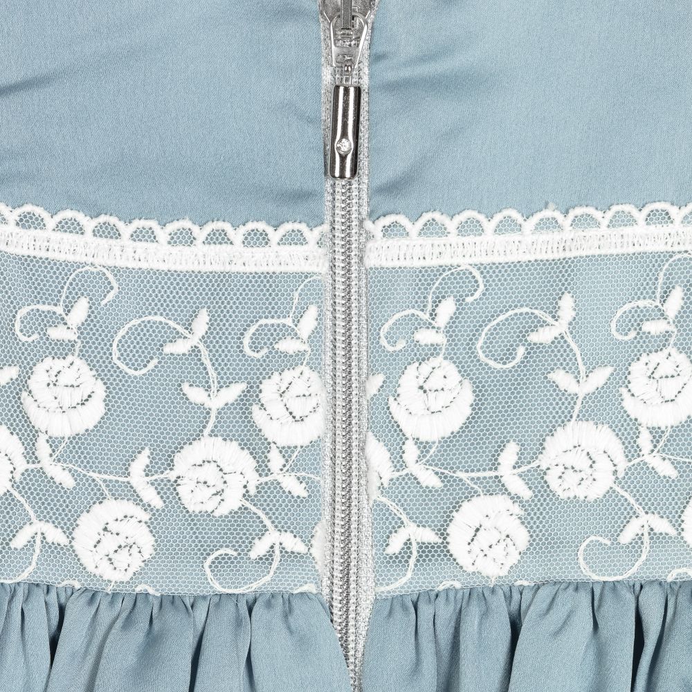 Graci-Голубое атласное платье с кружевом для девочек | Childrensalon Outlet