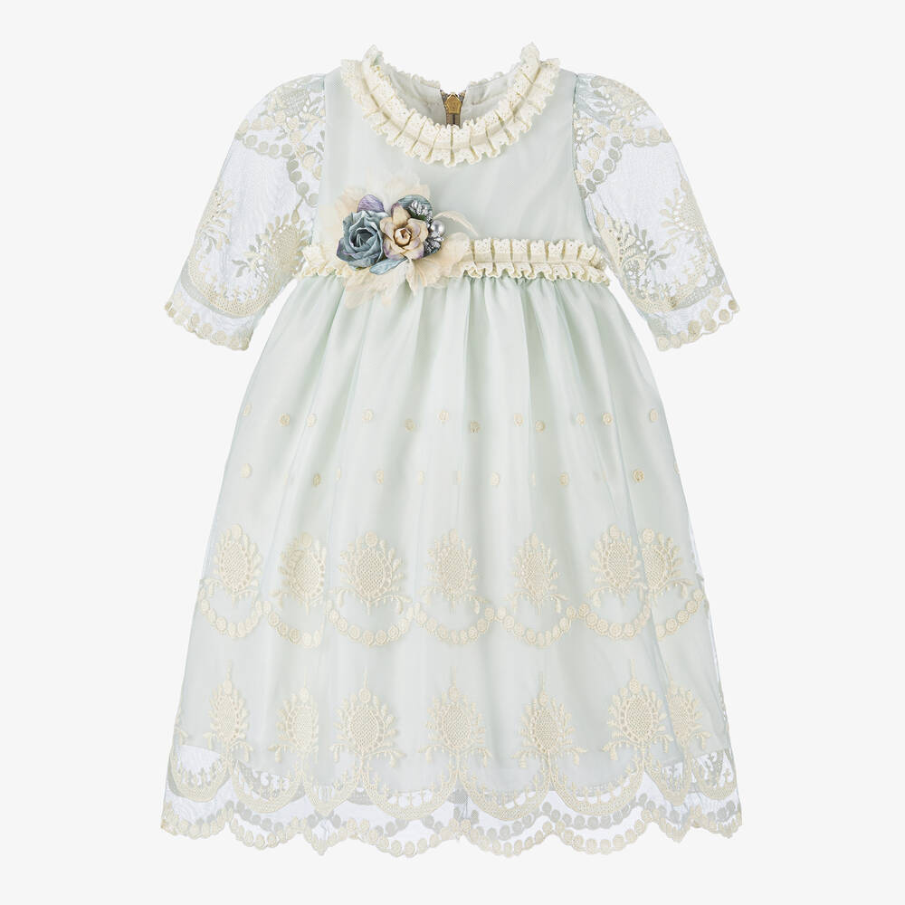 Graci-Girls Blue Tulle Lace Dress | Childrensalon Outlet
