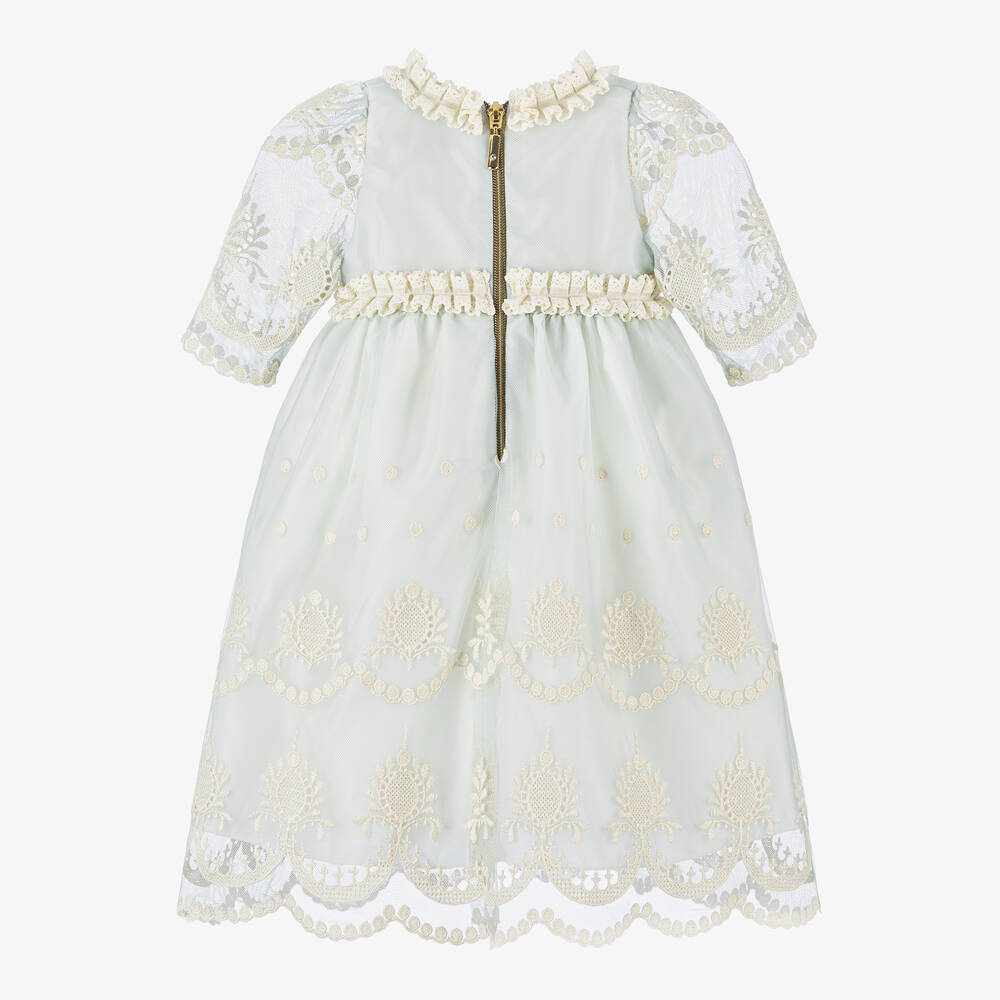 غراتسي-فستان أطفال بناتي قطن تول ودانتيل لون عاجي | Childrensalon Outlet
