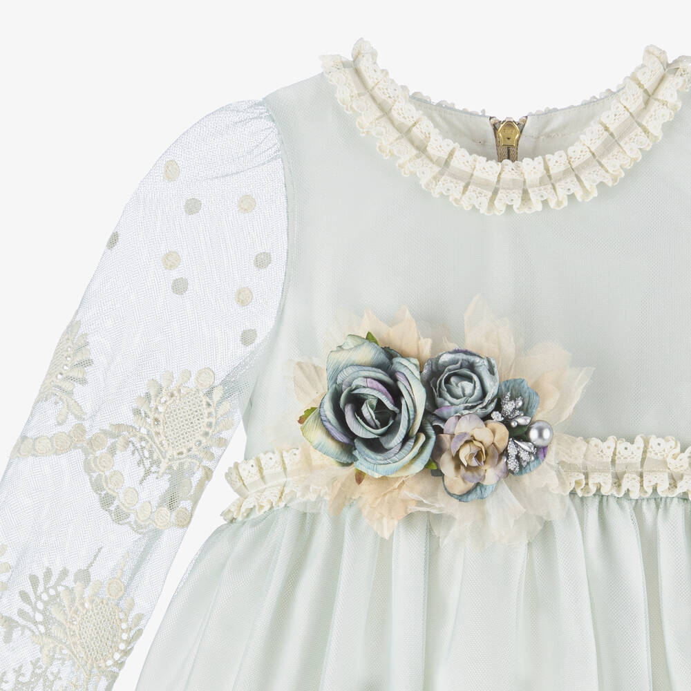 Graci-Girls Blue Tulle Lace Dress | Childrensalon Outlet