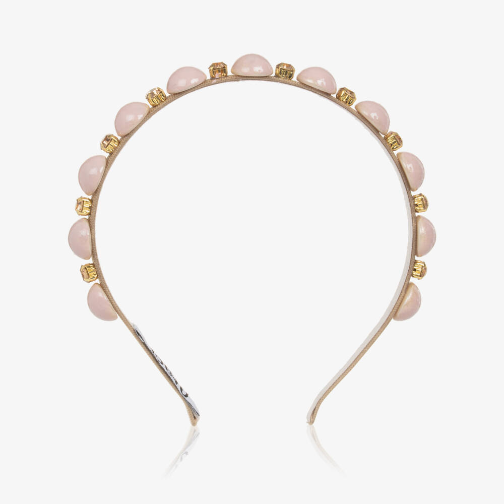 Graci-طوق شعر للبنات بلون وردي مزين بالخرز والأحجار الكريمة | Childrensalon Outlet