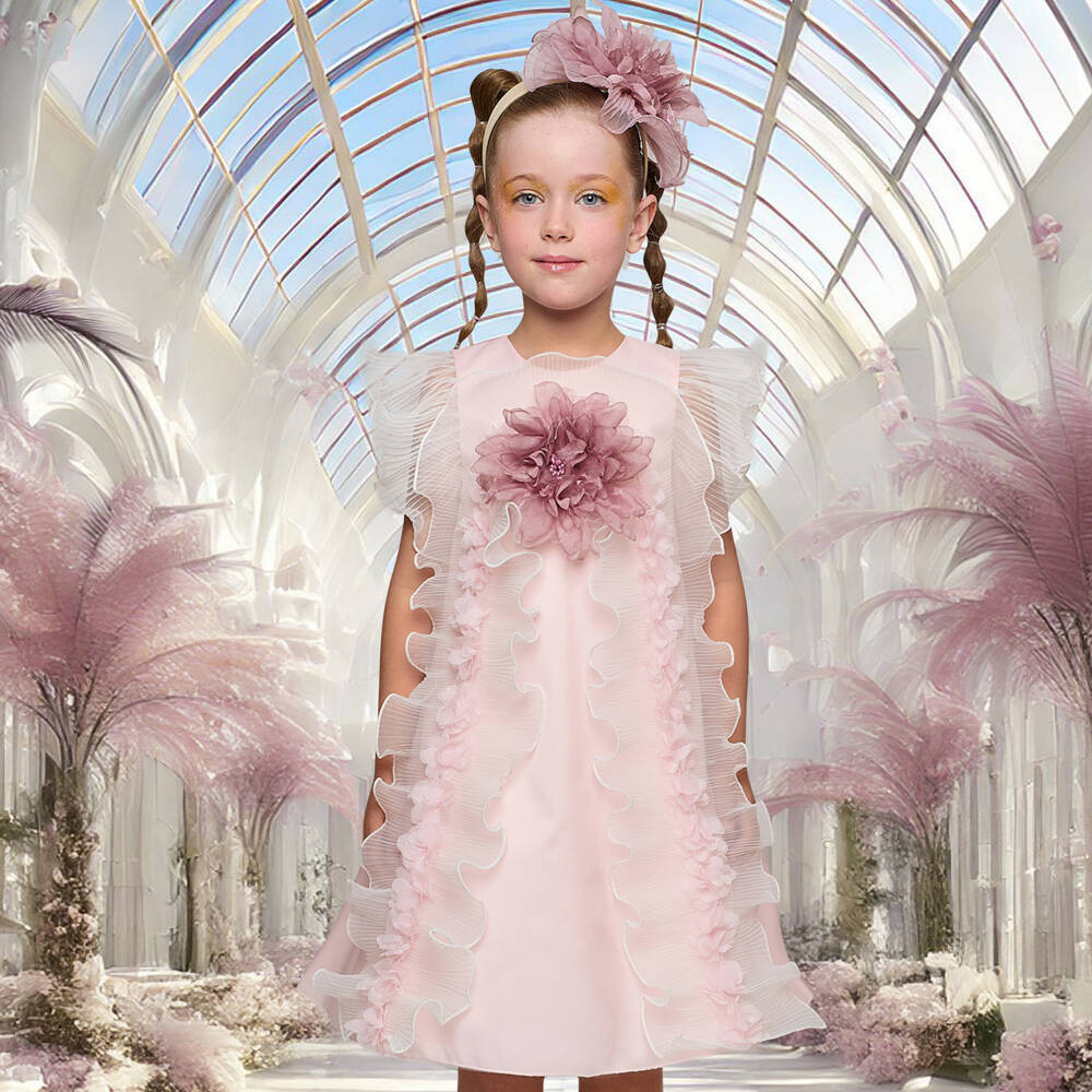 Graci-Платье из атласного тюля для девочек в нежно-розовом цвете | Childrensalon Outlet