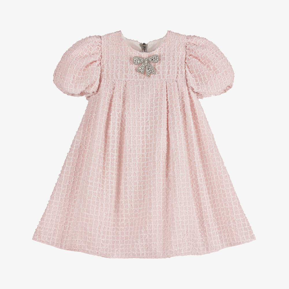 Graci-Girls Chiffon Dress with Diamanté Bow | Childrensalon Outlet