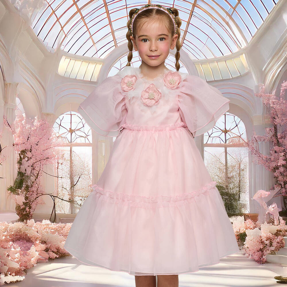 Graci-Girls Delicate Pink Organza Gown | Childrensalon Outlet