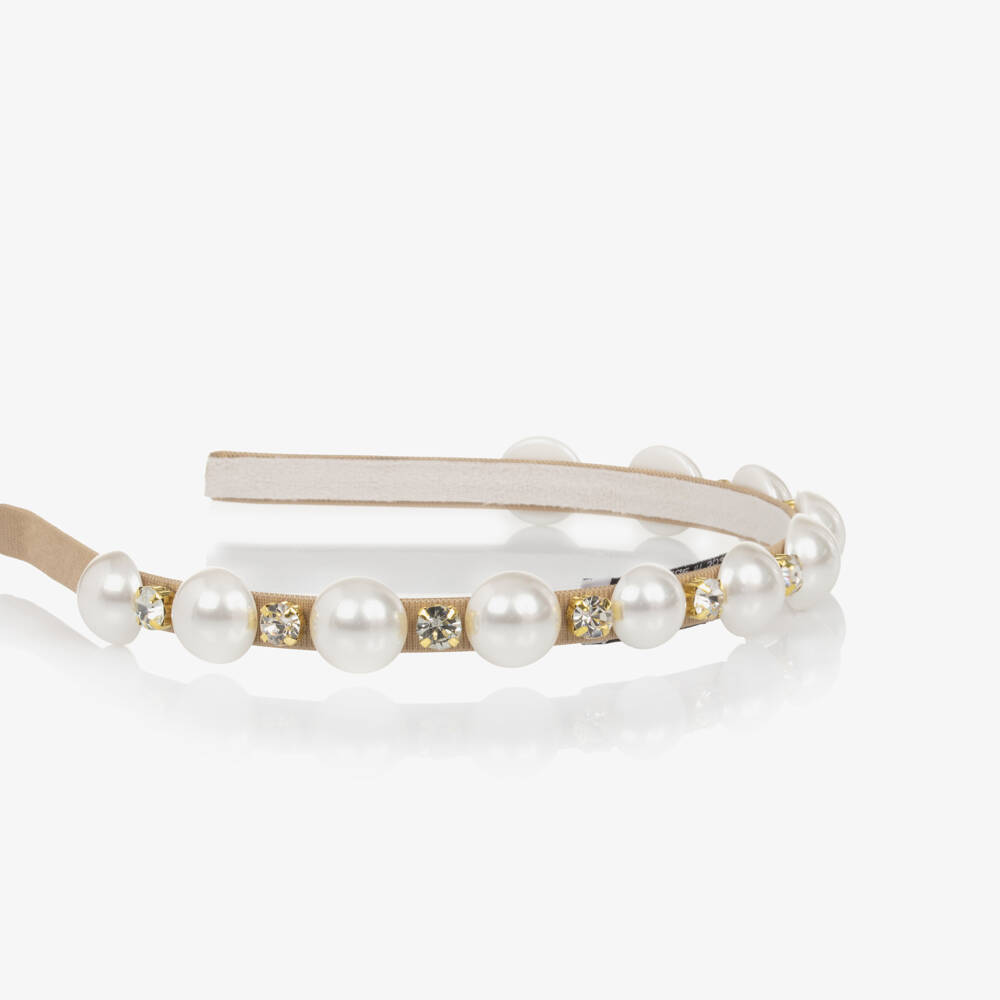 Graci-Girls Elegant Ivory Crystal Hairband | Childrensalon Outlet