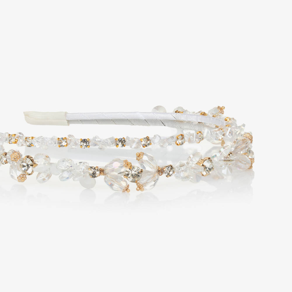 Graci-Girls Elegant White Jeweled Headband | Childrensalon Outlet
