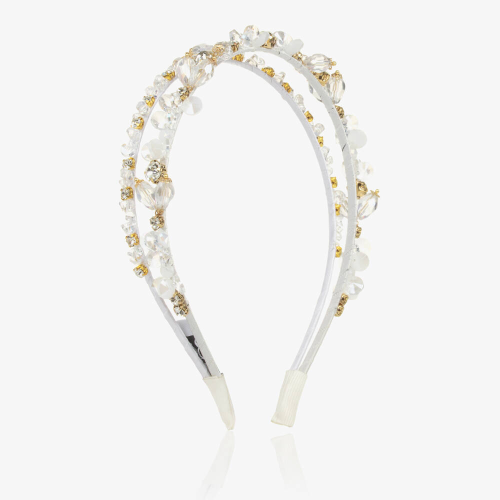 Graci-Girls Elegant White Jeweled Headband | Childrensalon Outlet