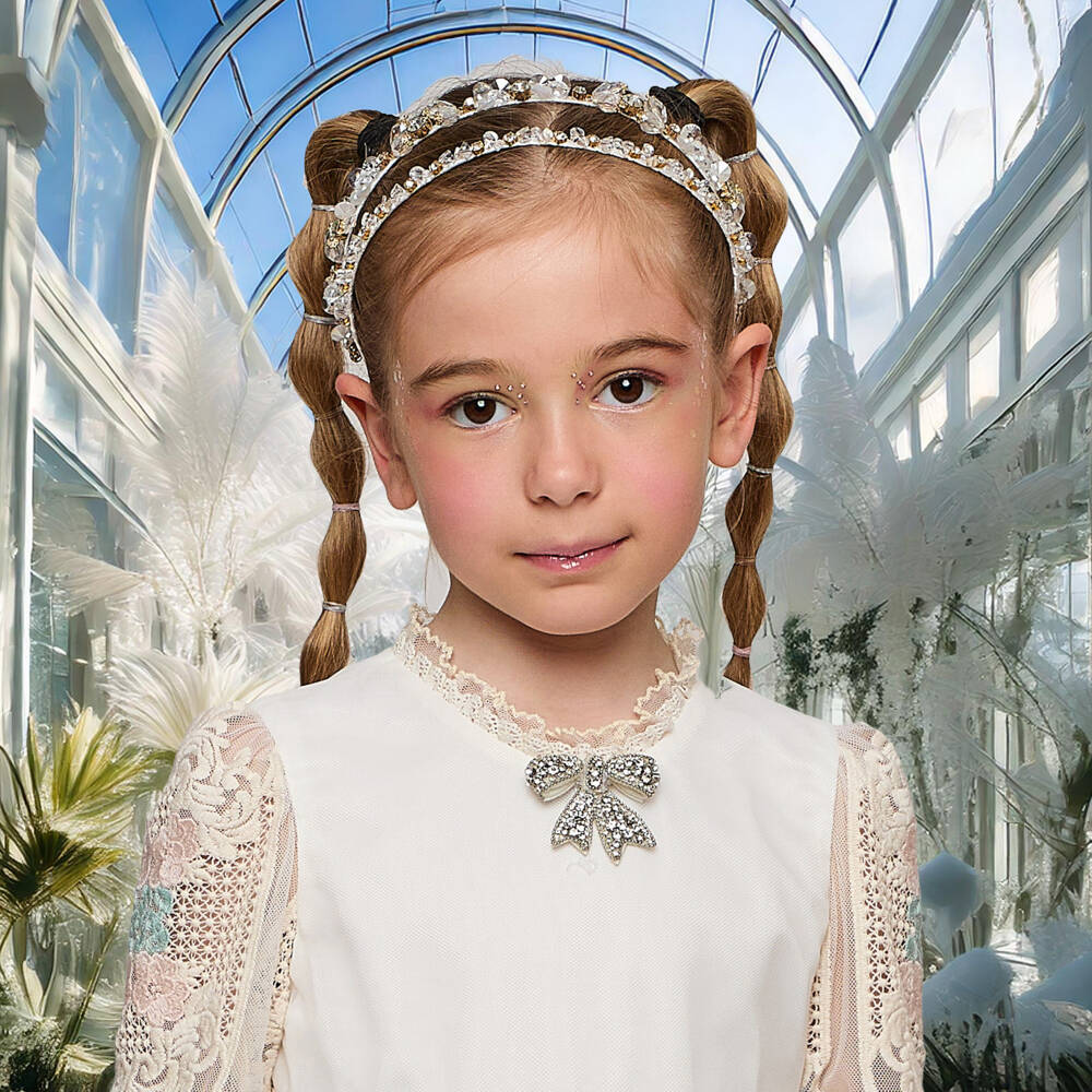 Graci-Girls Elegant White Jeweled Headband | Childrensalon Outlet