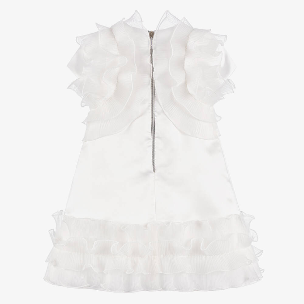 Graci-Girls Elegant White Organza Ruffle Dress | Childrensalon Outlet