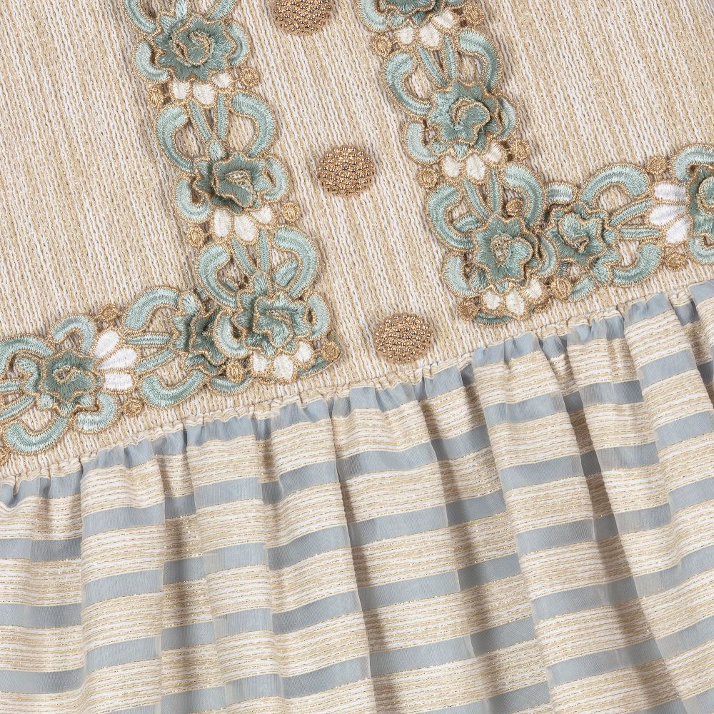 Graci-Золотисто-голубое платье с люрексом для девочек | Childrensalon Outlet