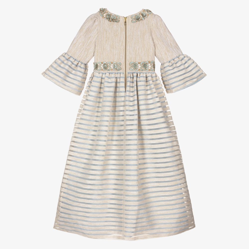 Graci-Золотисто-голубое платье с люрексом для девочек | Childrensalon Outlet
