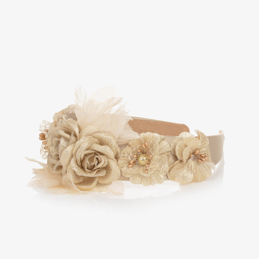 Graci-Girls Gold Flower Hairband | Childrensalon Outlet