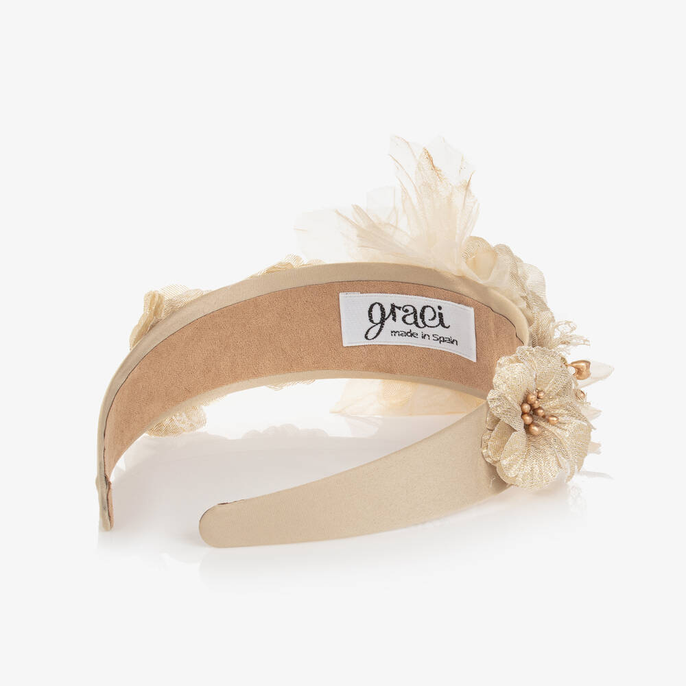 Graci-Girls Gold Flower Hairband | Childrensalon Outlet