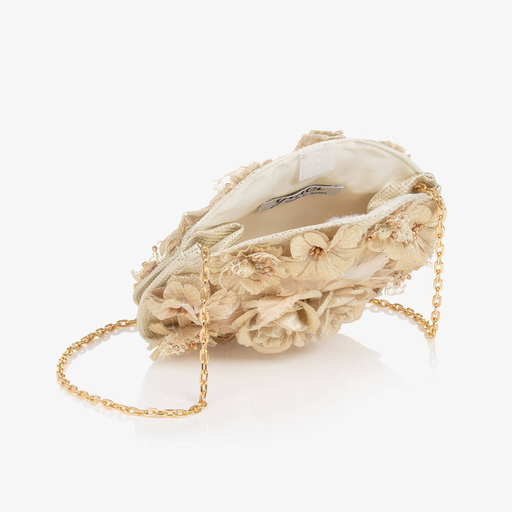 Graci-Girls Gold Flower Shoulder Bag (18cm) | Childrensalon Outlet