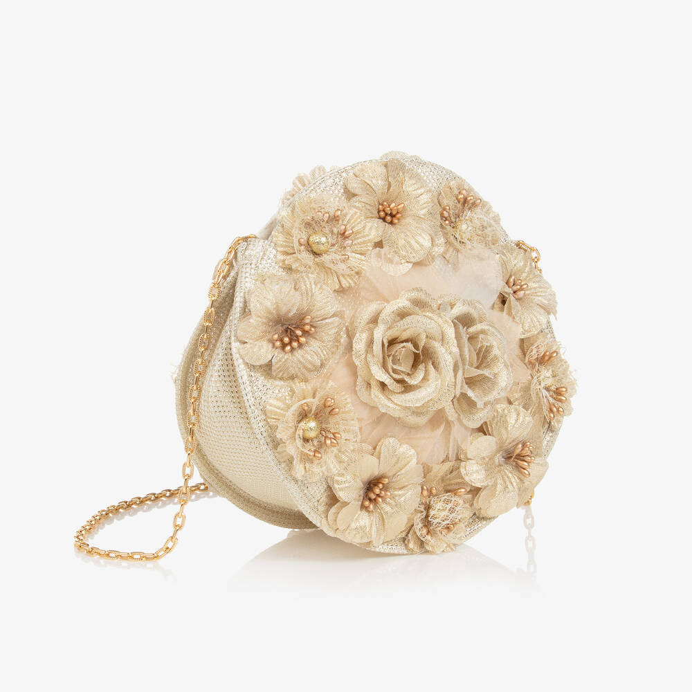 Graci-Girls Gold Flower Shoulder Bag (18cm) | Childrensalon Outlet