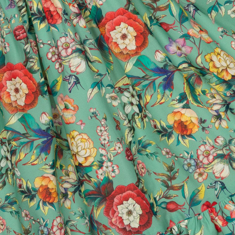 Graci-Girls Green Floral Dress  | Childrensalon Outlet