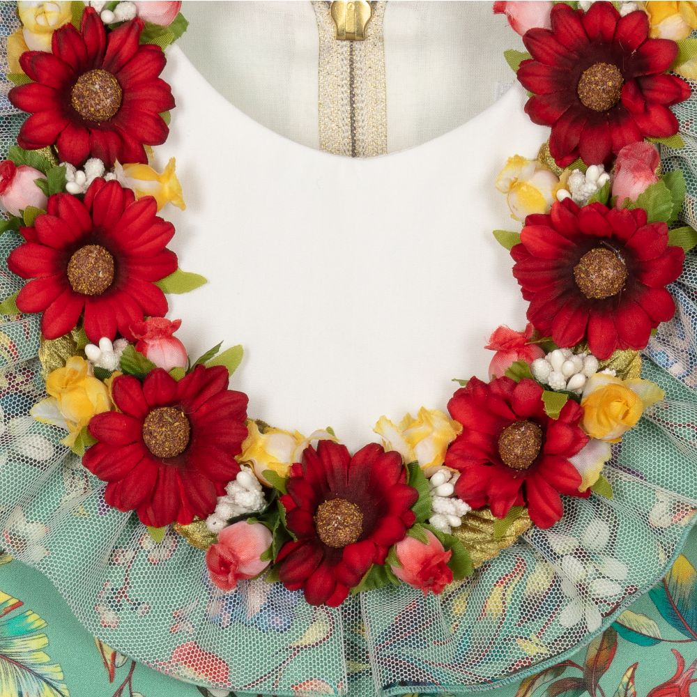 Graci-Girls Green Floral Dress  | Childrensalon Outlet