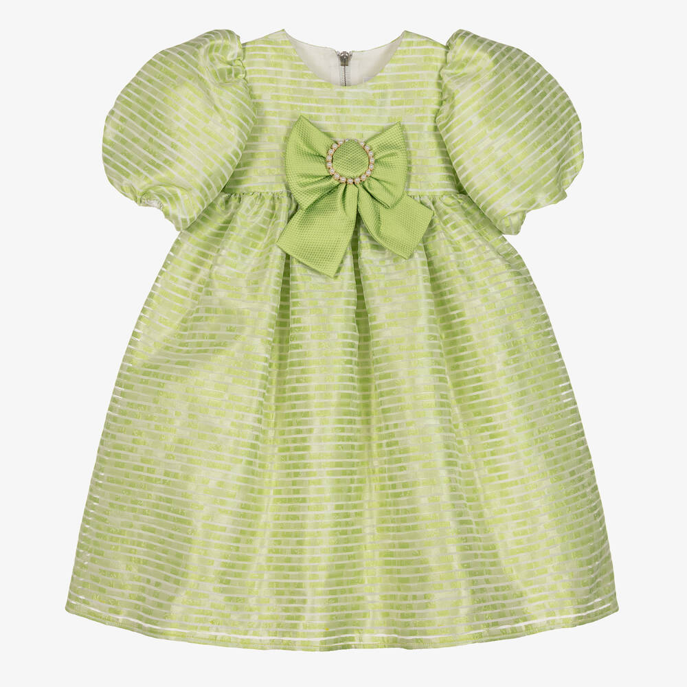 Graci - Robe verte en organza fille  | Childrensalon