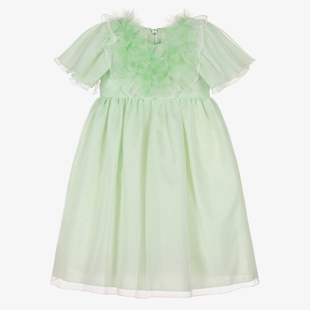 Graci - Girls Green Organza Dress | Childrensalon