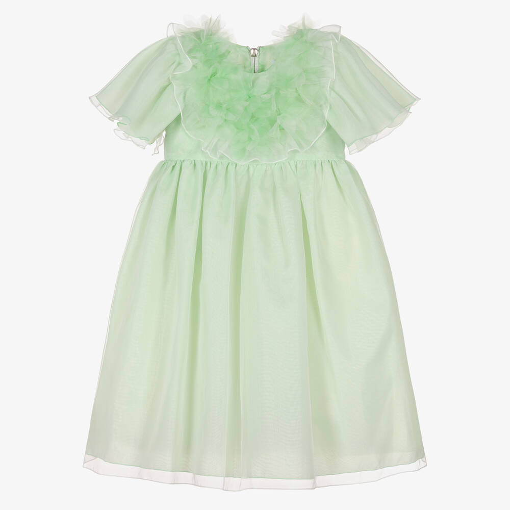 Graci - Robe verte en organza fille | Childrensalon