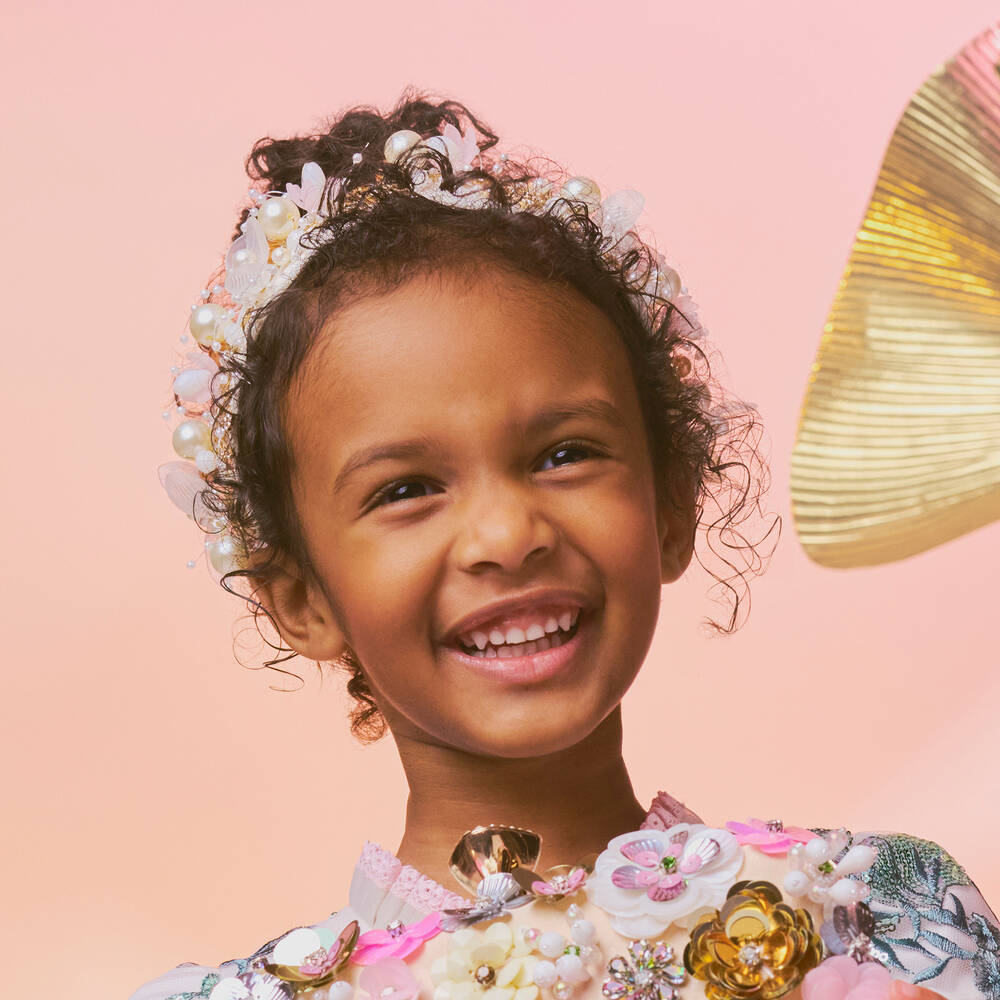 Graci-Girls Ivory Beaded Hairband | Childrensalon Outlet