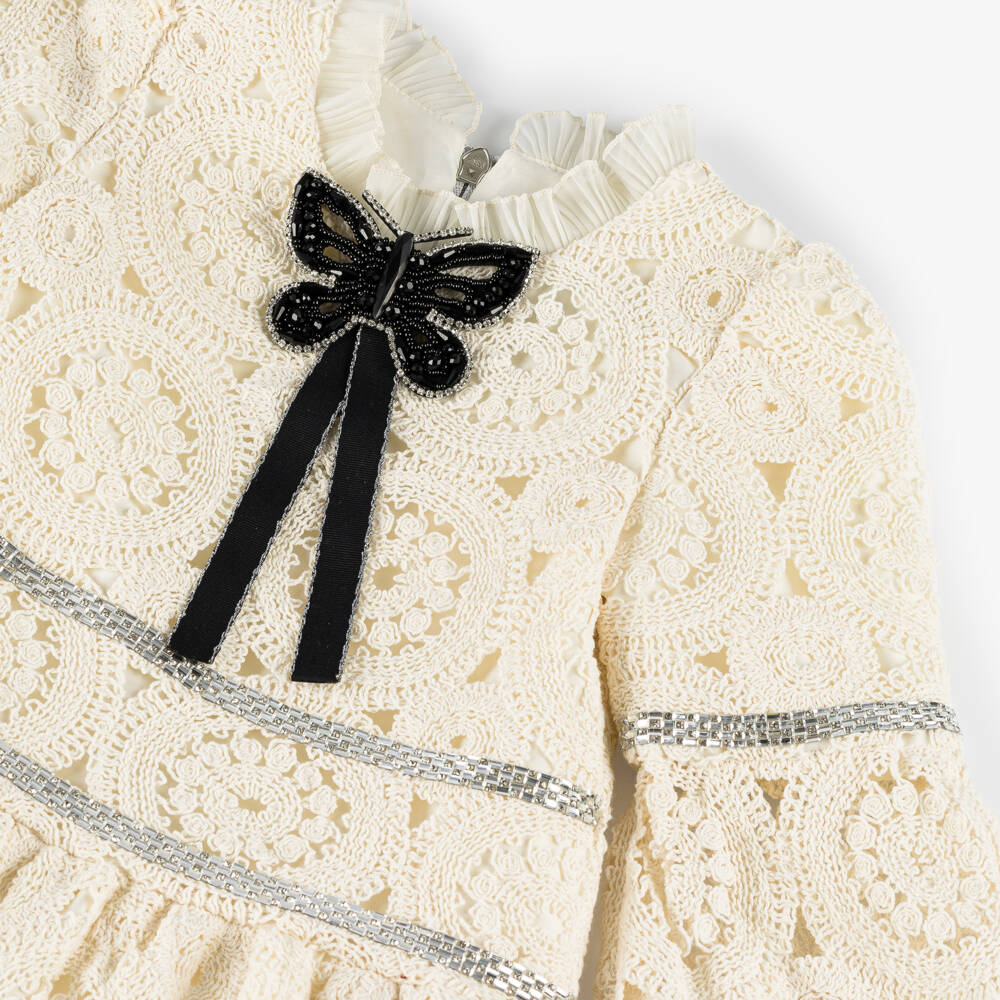 Graci-Girls Ivory Crochet Knit Gown | Childrensalon Outlet