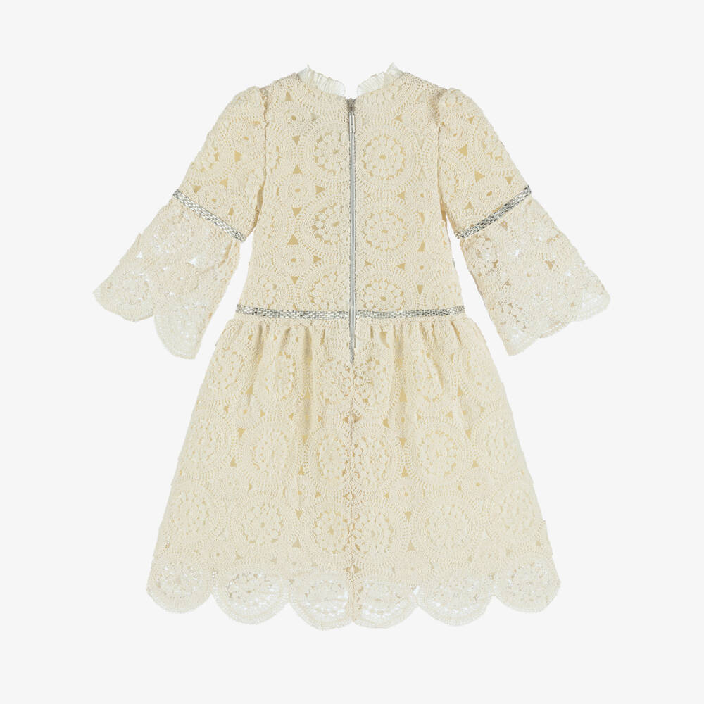 Graci-Girls Ivory Crochet Knit Gown | Childrensalon Outlet