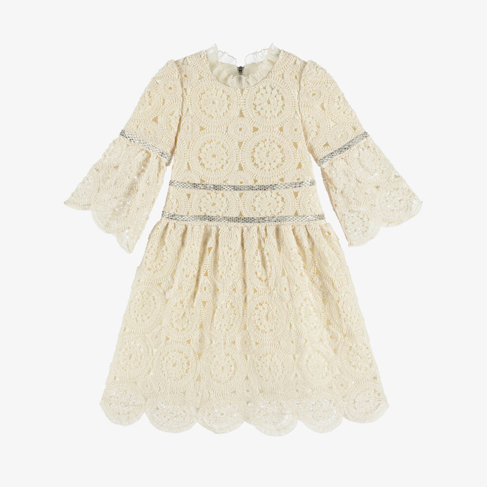 Graci-Girls Ivory Crochet Knit Gown | Childrensalon Outlet