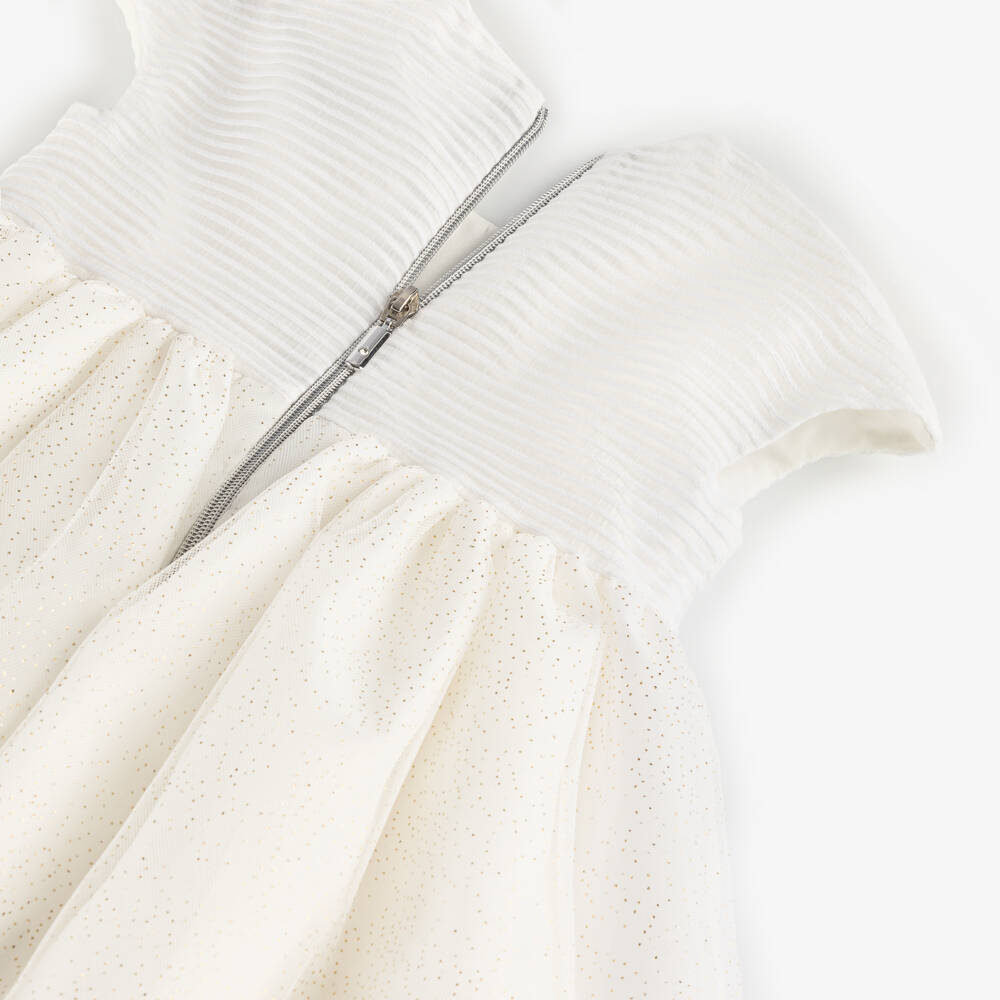 Graci-فستان بناتي عاجي أنيق من التول مع فيونكة | Childrensalon Outlet