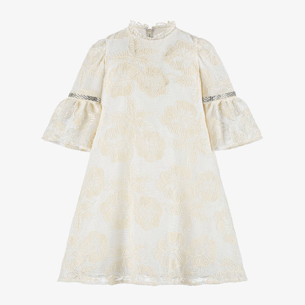Graci-Кремовое кружевное платье для девочек | Childrensalon Outlet