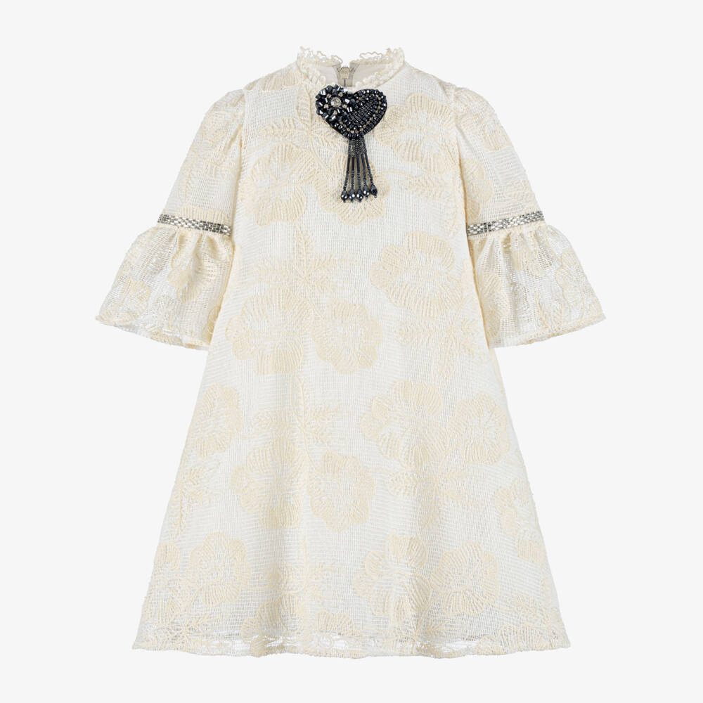 Graci-Кремовое кружевное платье для девочек | Childrensalon Outlet