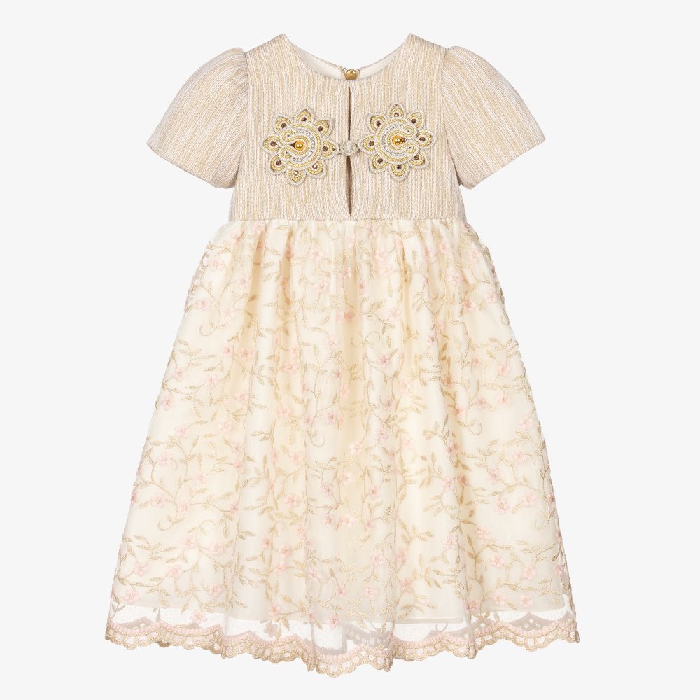 Graci - Girls Ivory Floral Dress  | Childrensalon