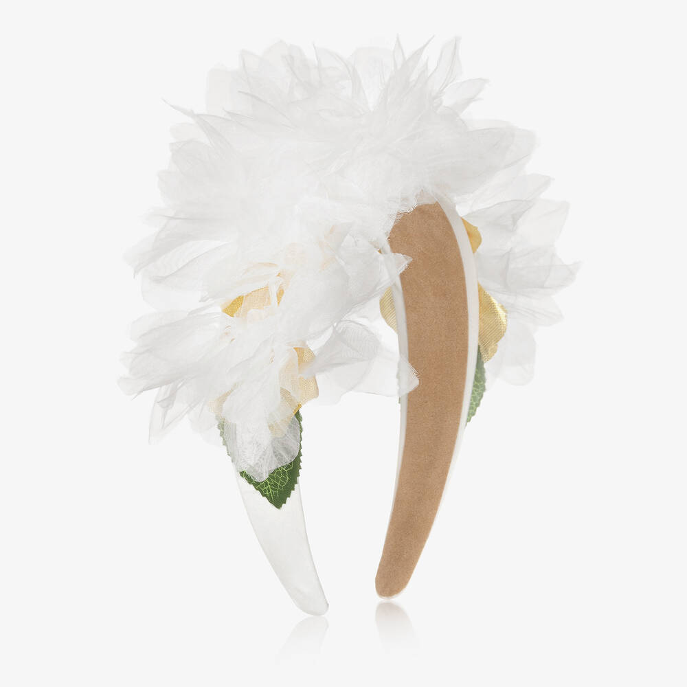 Graci - Girls Ivory Floral Hairband | Childrensalon